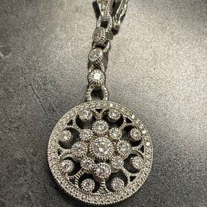 Judith Ripka Sterling Silver Diamonique CZ Drop Enhancer Pendant